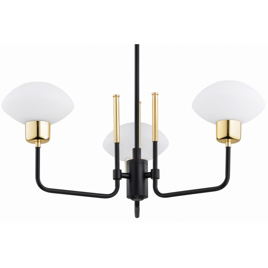 Argon 6166 - Pakabinamas šviestuvas ant strypo RAVELLO 3xE14/15W/230V juoda/auksinė