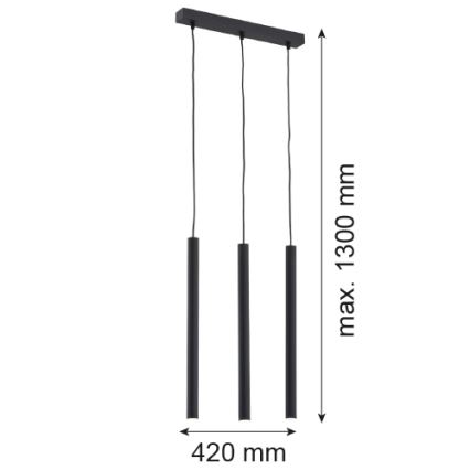 Argon 6179 - Pakabinamas sietynas ETNA 3xG9/6W/230V juodas