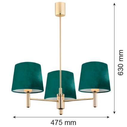 Argon 6192 - Sietynas ant stulpo PONTE 3xE27/15W/230V žalias/žalvaris