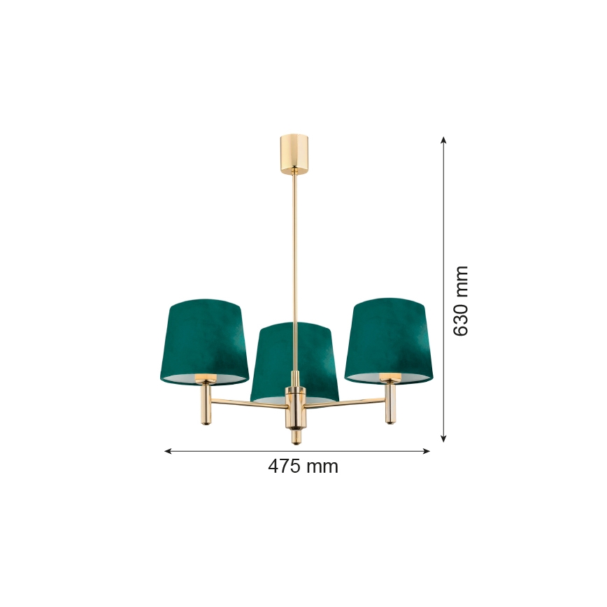 Argon 6192 - Sietynas ant stulpo PONTE 3xE27/15W/230V žalias/žalvaris