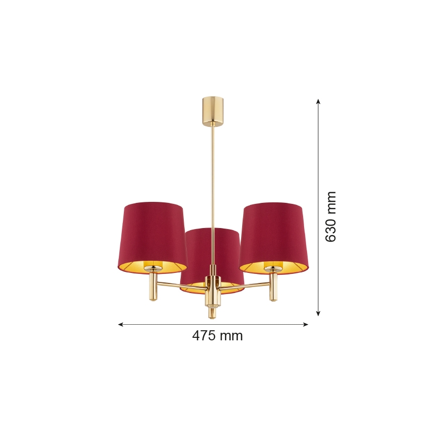 Argon 6266 - Sietynas ant stulpo PONTE PLUS 3xE27/15W/230V raudona