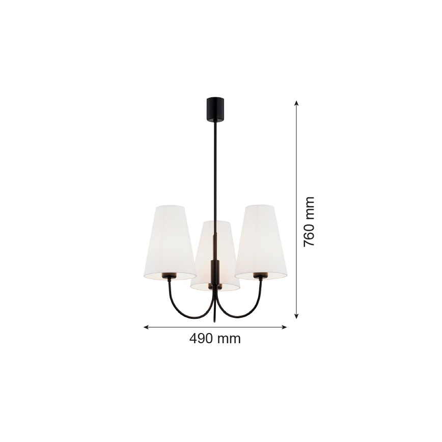 Argon 6268 - Sietynas ant stulpo SAFIANO 3xE27/15W/230V juoda