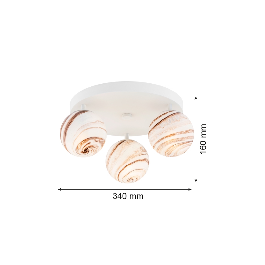 Argon 6291 - Lubinis šviestuvas FABIO 3xE14/7W/230V alabasteris balta