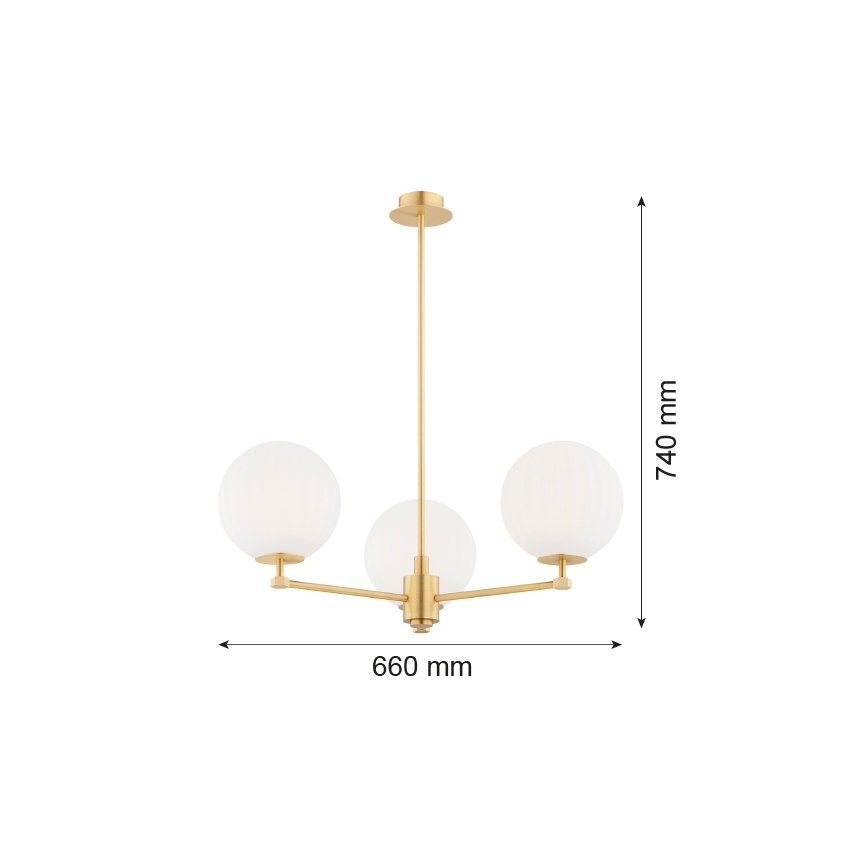Argon 6307 - Sietynas ant stulpo PALOMA 3xE14/7W/230V auksas/balta