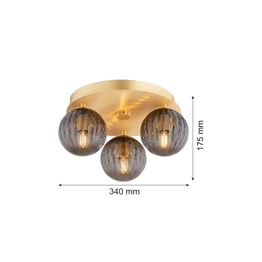Argon 6308 - Lubinis šviestuvas PALOMA 3xE14/7W/230V auksas/juoda