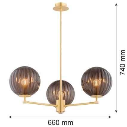 Argon 6310 - Sietynas ant stulpo PALOMA 3xE14/7W/230V auksas/juoda
