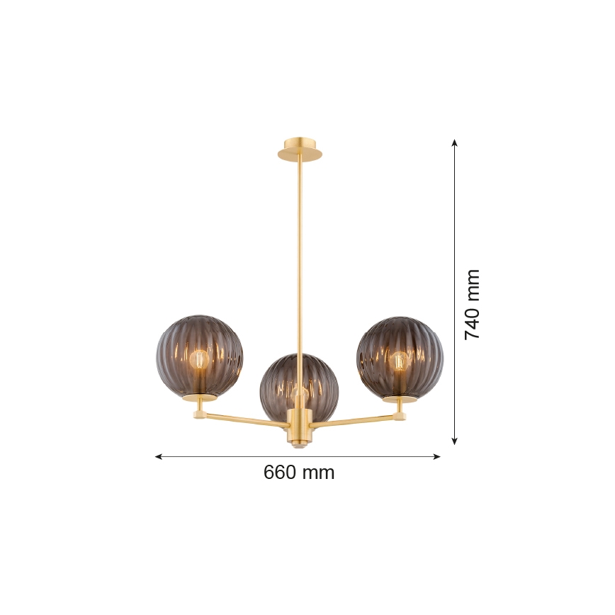 Argon 6310 - Sietynas ant stulpo PALOMA 3xE14/7W/230V auksas/juoda