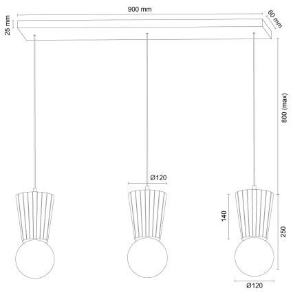 Argon 6357 - Pakabinamas vonios šviestuvas ant laido VOLANTE 3xG9/6W/230V IP44 smėlio spalvos