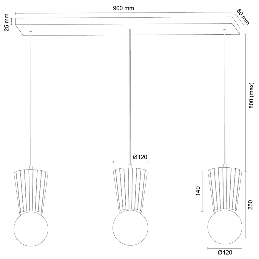 Argon 6358 - pakabinamas vonios kambario šviestuvas VOLANTE ant laido 3xG9/6W/230V IP44, rudos spalvos