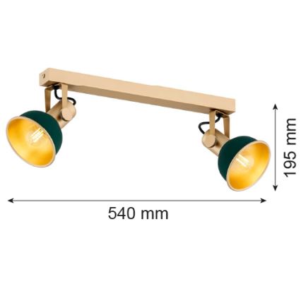 Argon 7143 - Akcentinis šviestuvas LENORA 2xE14/7W/230V aukso/žalias