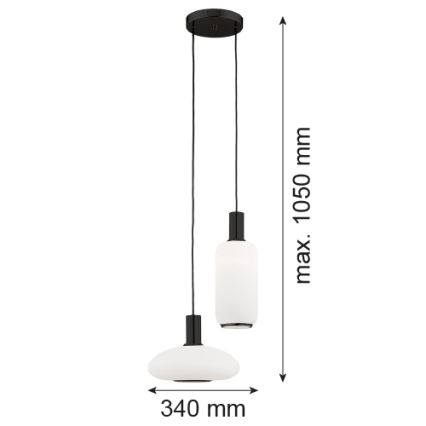 Argon 7214 - Pakabinamas sietynas SAGUNTO PLUS 2xE27/15W/230V juoda