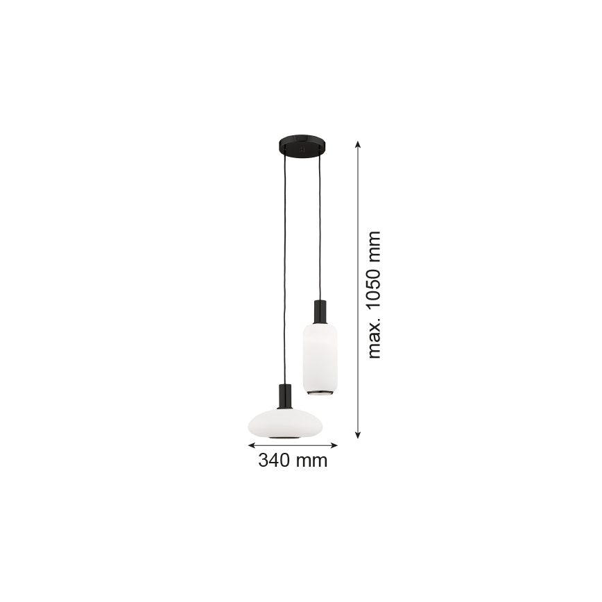 Argon 7214 - Pakabinamas sietynas SAGUNTO PLUS 2xE27/15W/230V juoda