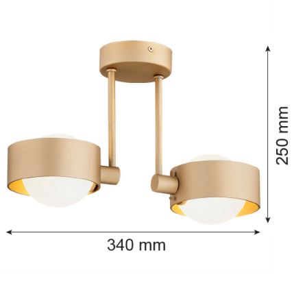 Argon 7215 - Vonios kabinamas sietynas MASSIMO PLUS 2xG9/6W/230V IP44 auksas