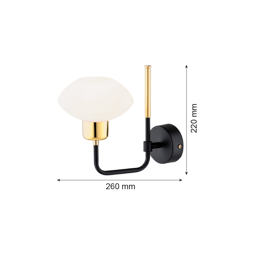 Argon 8032 - Sieninis šviestuvas RAVELLO 1xE14/15W/230V juoda/auksinė