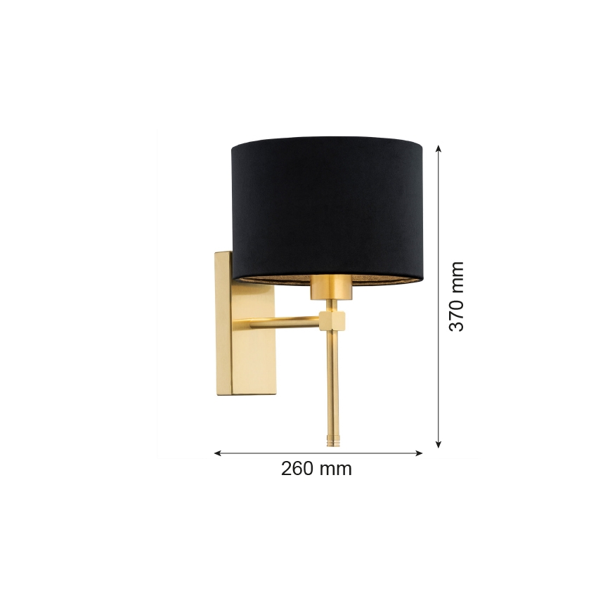 Argon 8050 – Sieninis šviestuvas ABBANO 1xE27/15W/230V žalvaris/juodas
