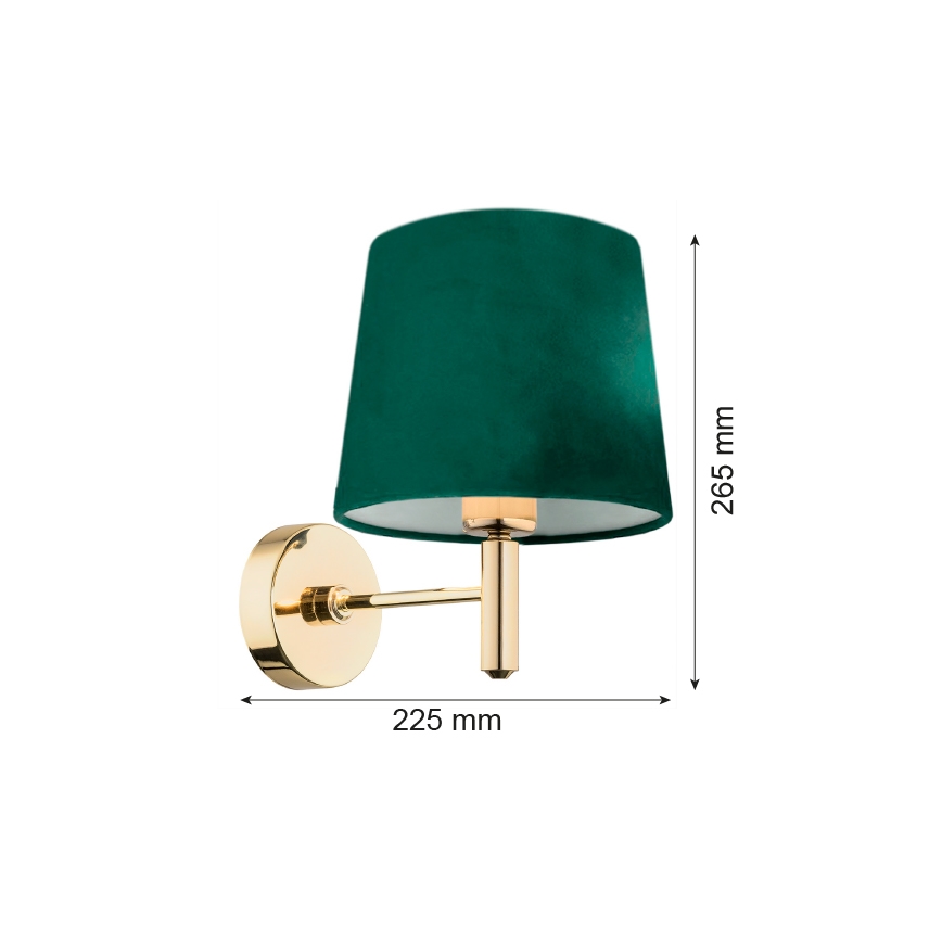 Argon 8105 – Sieninis šviestuvas PONTE 1xE27/15W/230V žalias/žalvaris