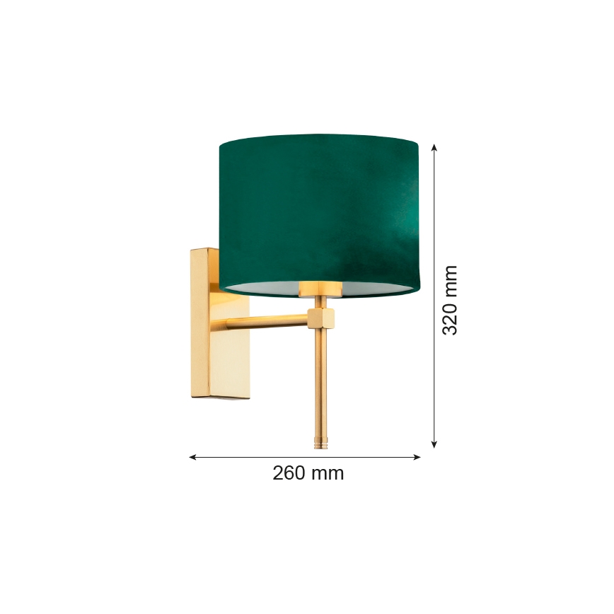Argon 8107 – Sieninis šviestuvas ABBANO 1xE27/15W/230V žalvaris/žalias