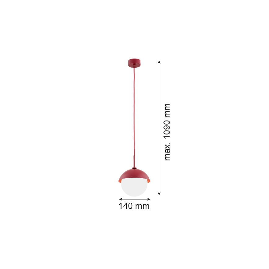 Argon 8296 - Pakabinamas sietynas CAPPELLO 1xE27/15W/230V raudonas