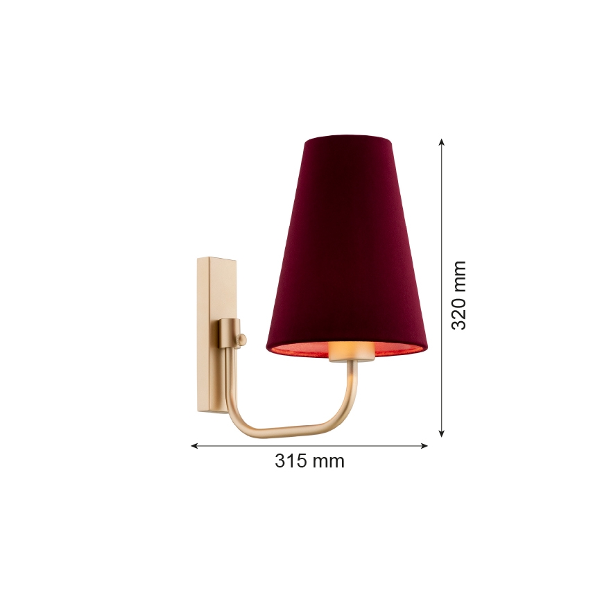 Argon 8313 - Sieninis šviestuvas SAFIANO 1xE27/15W/230V bordo