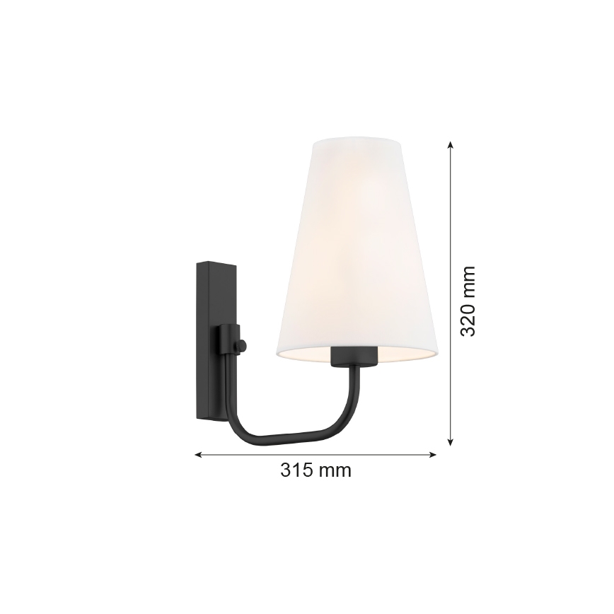 Argon 8376 - Sieninis šviestuvas SAFIANO 1xE27/15W/230V juoda