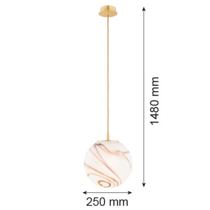 Argon 8447 - Pakabinamas sietynas ALMIROS 1xE27/15W/230V diametras 25 cm alabasteris auksas