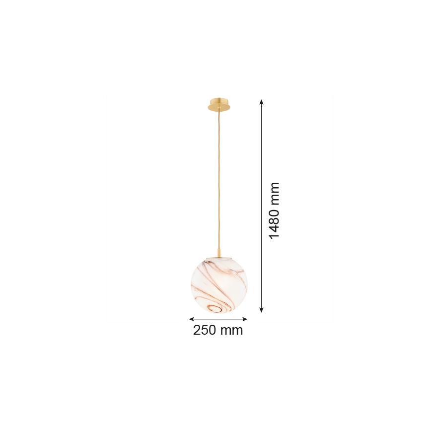Argon 8447 - Pakabinamas sietynas ALMIROS 1xE27/15W/230V diametras 25 cm alabasteris auksas