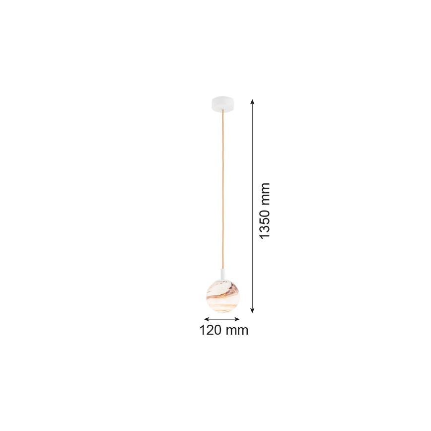 Argon 8451 - Pakabinamas sietynas ALMIROS 1xE14/7W/230V diametras 12 cm alabasteris balta/auksas