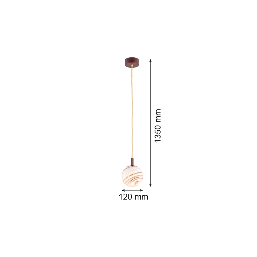 Argon 8452 - Pakabinamas sietynas ALMIROS 1xE14/7W/230V diametras 12 cm alabasteris ruda/auksas