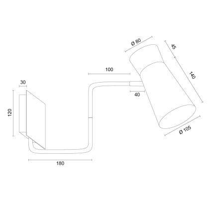 Argon 8880 - Sieninis šviestuvas LORD 1xE14/7W/230V juodas
