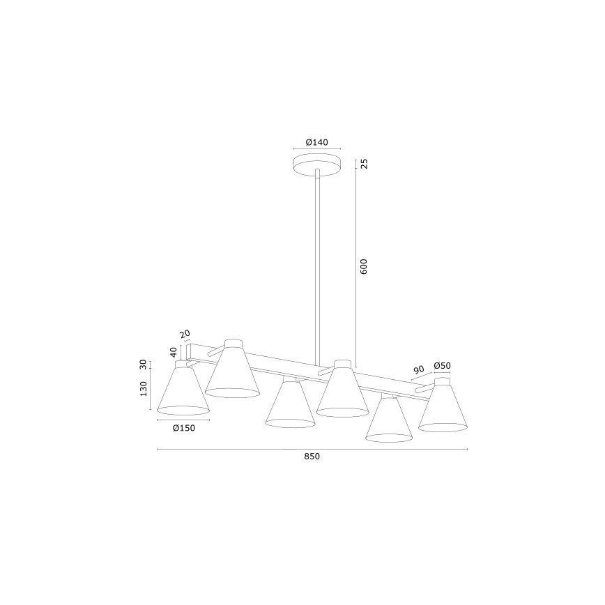 Argonas 2552 – Sietynas ant stulpo AVALONE 6xE27/15W/230V juoda/auksinė