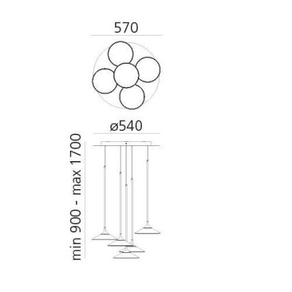 Artemide 0355030A - LED Reguliuojamas pakabinamas sietynas ORSA CLUSTER LED/37W/230V 3000K