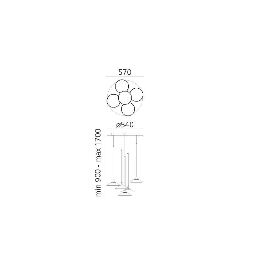 Artemide 0355030A - LED Reguliuojamas pakabinamas sietynas ORSA CLUSTER LED/37W/230V 3000K