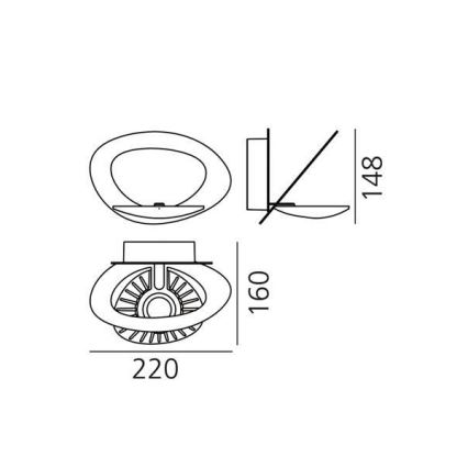 Artemide 1248020A - LED pritemdomas sieninis šviestuvas PIRCE LED/27W/230V 3000K auksas