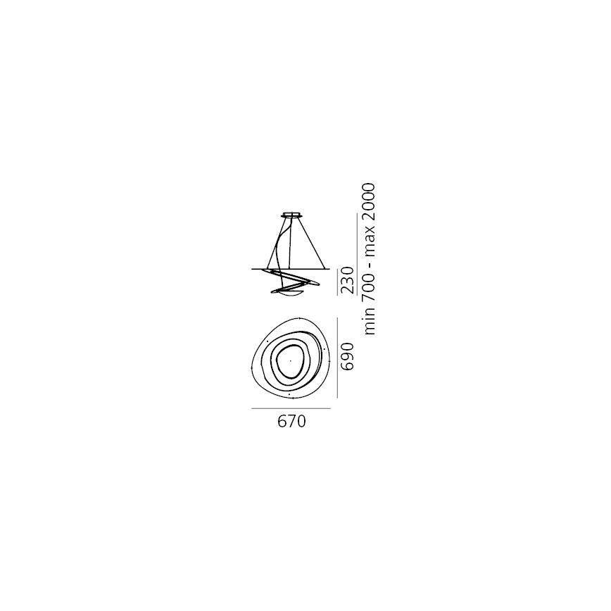 Artemide 1256120A - LED Reguliuojamas pakabinamas sietynas PIRCE LED/44W/230V 3000K auksas