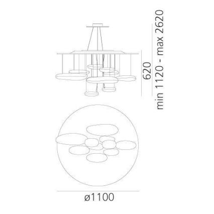Artemide 1367110A - LED Reguliuojamas pakabinamas sietynas MERCURY LED/58W/230V 3000K
