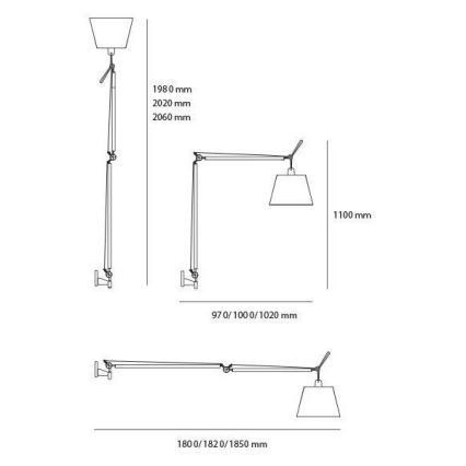 Artemide AR 0564010A+AR 0780030A+AR 0779010A KOMPLET - Toršeras TOLOMEO MEGA 1xE27/150W/230V