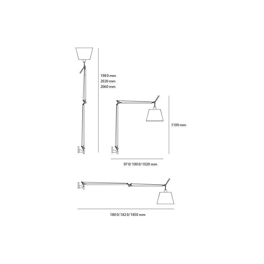 Artemide AR 0564010A+AR 0780030A+AR 0779010A KOMPLET - Toršeras TOLOMEO MEGA 1xE27/150W/230V