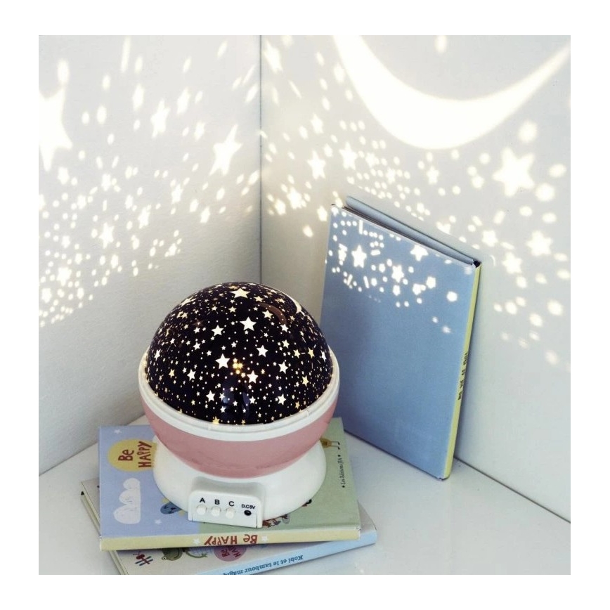 Atmosphera - LED vaikiškas projektorius 3xAA rožinis