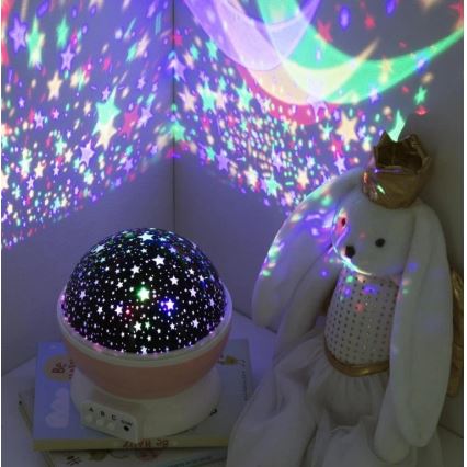 Atmosphera - LED vaikiškas projektorius 3xAA rožinis