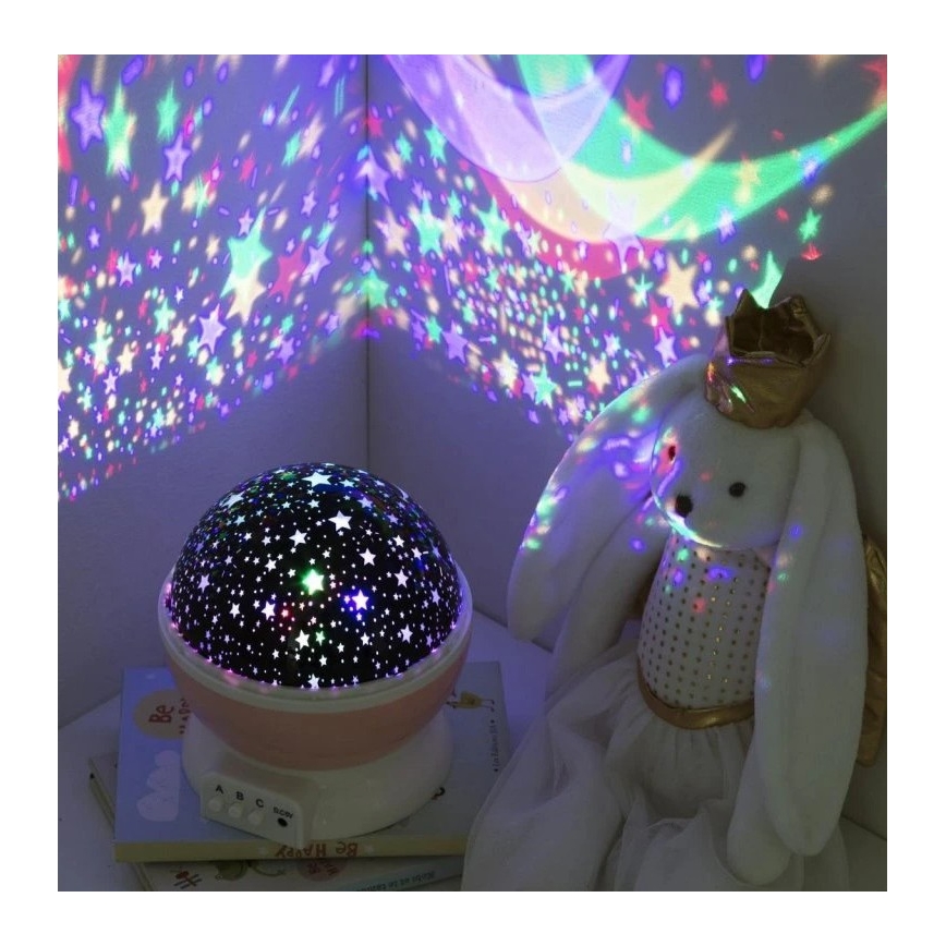 Atmosphera - LED vaikiškas projektorius 3xAA rožinis