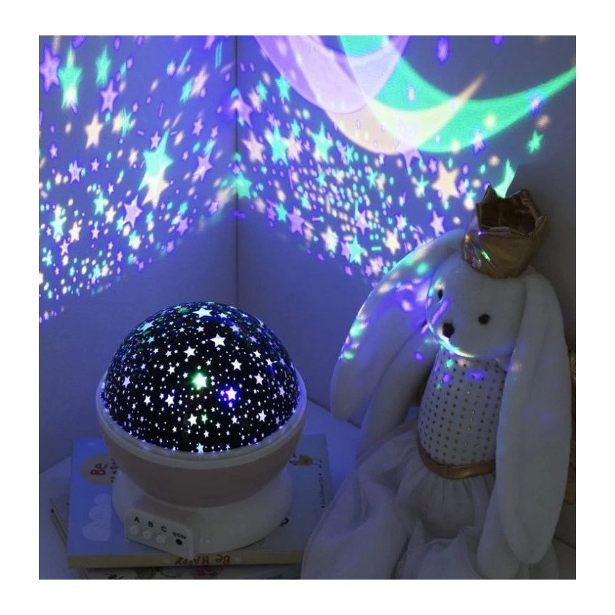 Atmosphera - LED vaikiškas projektorius 3xAA rožinis