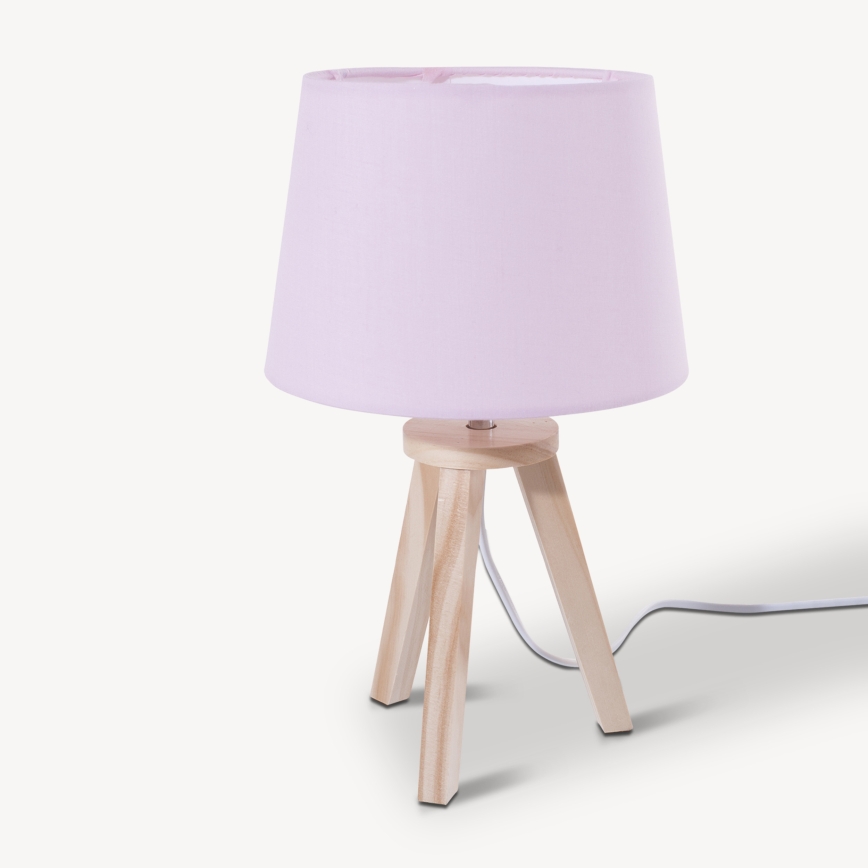 Atmosphera - Stalinis šviestuvas TRIPOD 1xE14/40W/230V pušies mediena/rožinė