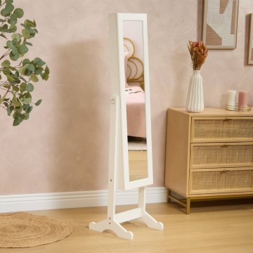 Atmosphera - stovintis veidrodis su papuošalų dėžute KRISTIN 146,8x37 cm baltas