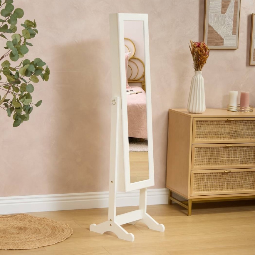 Atmosphera - stovintis veidrodis su papuošalų dėžute KRISTIN 146,8x37 cm baltas