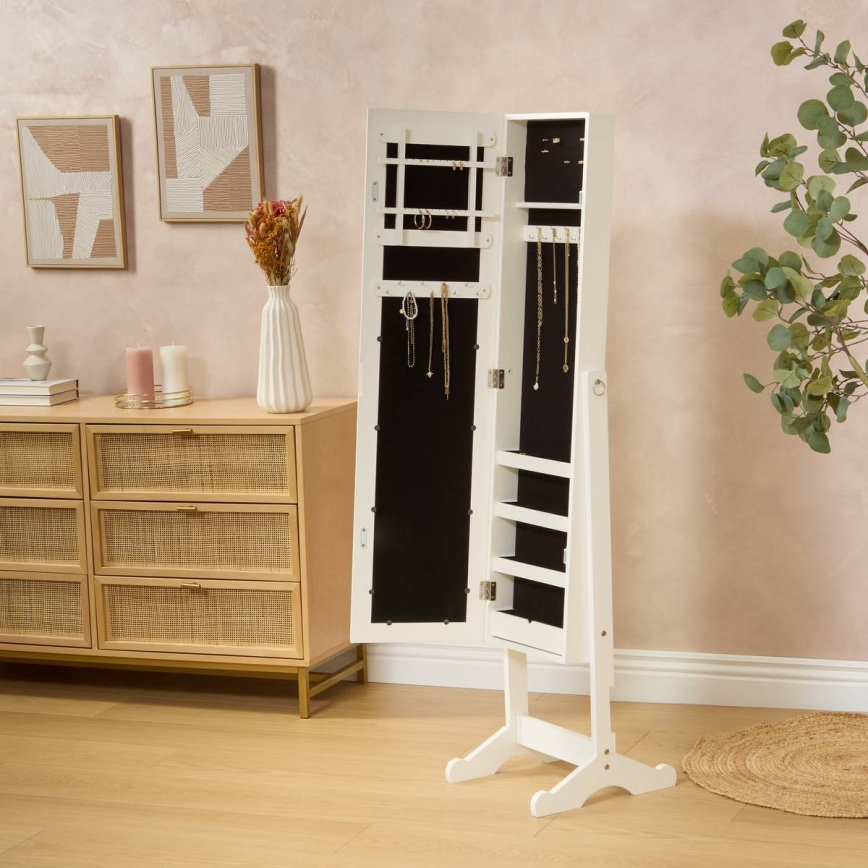 Atmosphera - stovintis veidrodis su papuošalų dėžute KRISTIN 146,8x37 cm baltas