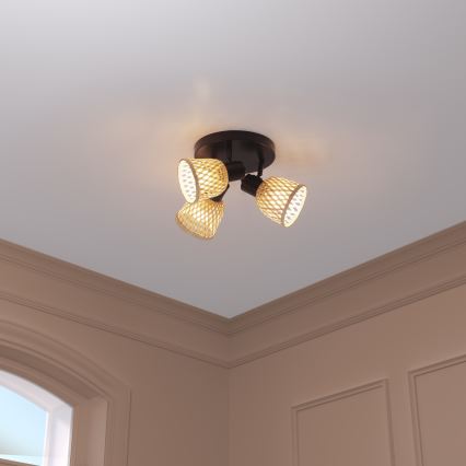 Atmosphera - taškinis šviestuvas LIO 3xE27/25W/230V, iš bambuko