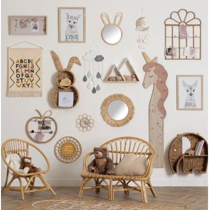 Atmosphera - Vaikiškas sieninis veidrodėlis RABBIT 37x24 cm bambukas