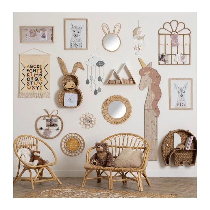 Atmosphera - Vaikiškas sieninis veidrodėlis RABBIT 37x24 cm bambukas