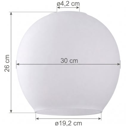 Atsarginis stiklas liustrai KULA E27, skersmuo 30 cm, baltas