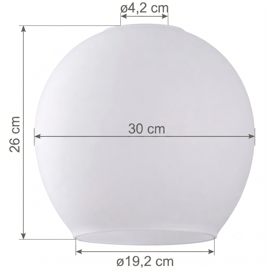 Atsarginis stiklas liustrai KULA E27, skersmuo 30 cm, baltas